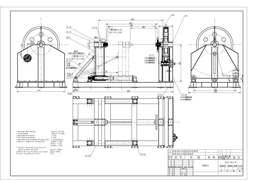 wire rope spooler design drawing